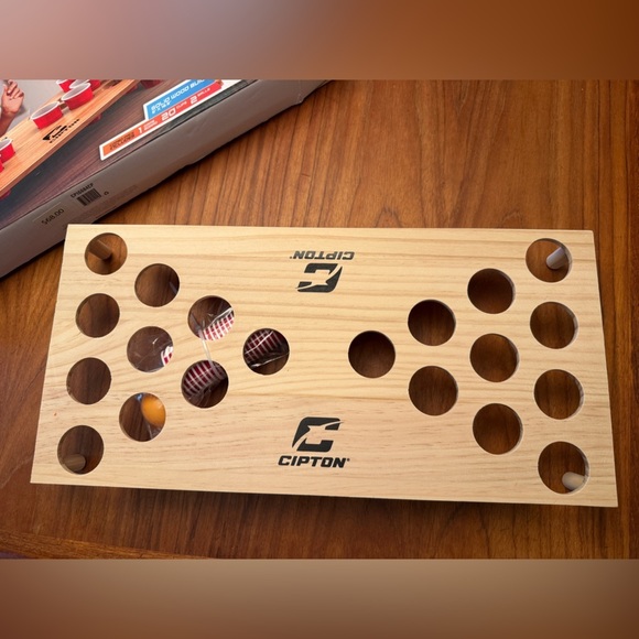 Cipton Wooden Tabletop Cup Mini Pong Set Game Complete New Open Box - Picture 2 of 4